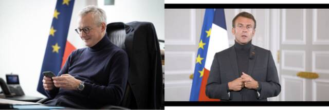 左图：法国经济部部长布鲁诺·勒梅尔右图：法国总统马克龙