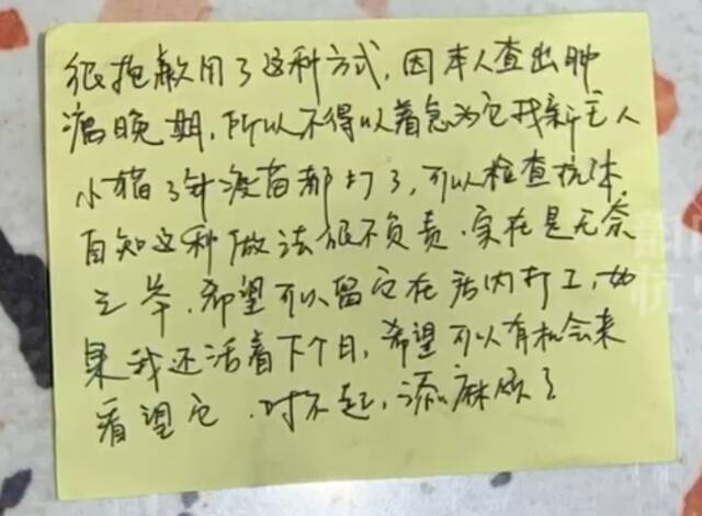 这个遗弃猫咪的人让网友破防：我肿瘤晚期了，只能送它来打工