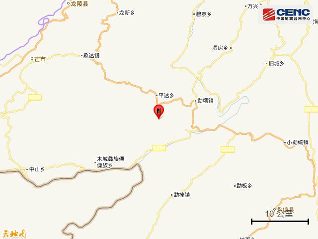 云南保山市龙陵县发生3.1级地震