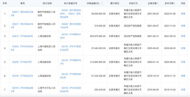 金盛集团曾多次被法院列为失信被执行人。图片来源：企查查