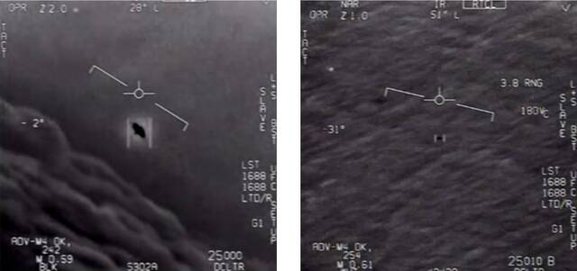美海军飞行员拍摄的“不明空中现象”视频图像。