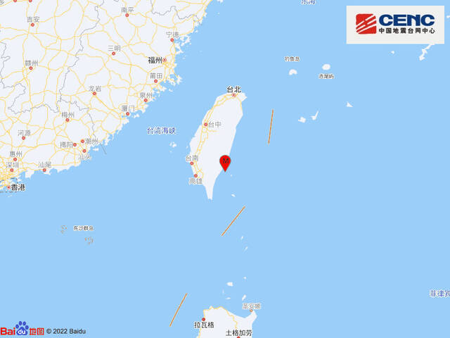 台湾台东县海域发生4.7级地震，震源深度10千米