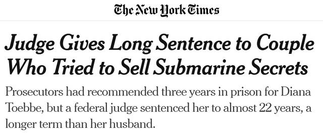 美国核工程师将核艇机密藏进三明治卖给巴西，被重判的却是他妻子