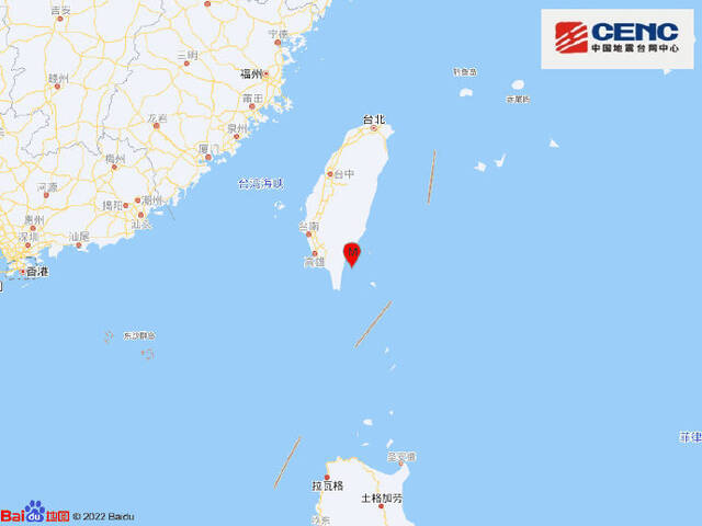 台湾台东县海域发生5.0级地震，震源深度10千米