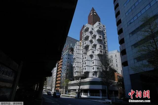 资料图：日本东京，位于东京银座的中银胶囊塔（Nakagin Capsule Tower）。