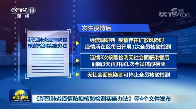 《新冠肺炎疫情防控核酸检测实施办法》等4个文件发布