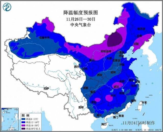 中央气象台：今年入冬以来最强寒潮来袭，中东部大部地区气温暴跌