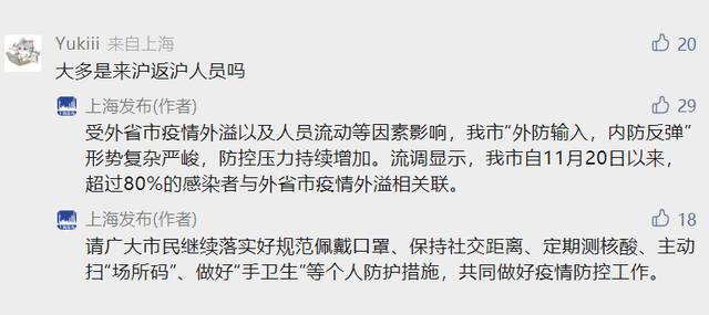 11月20日以来，上海超八成的感染者与外省市疫情外溢相关