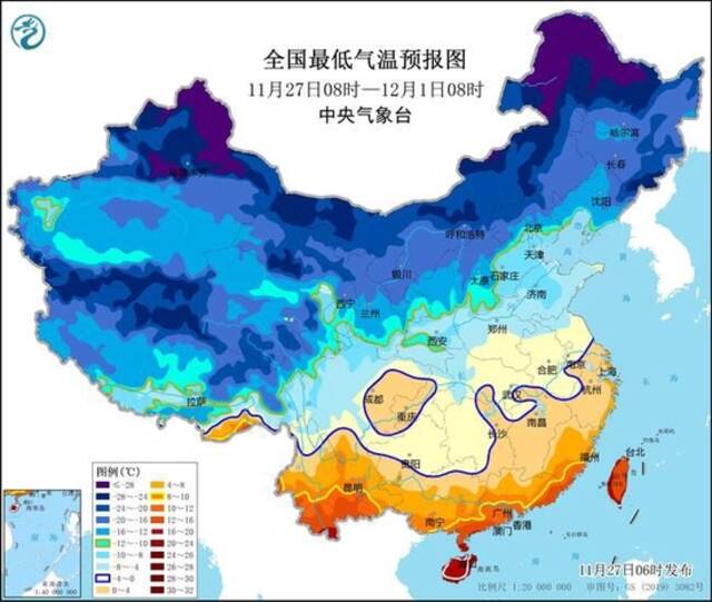 寒潮黄色预警：我国大部自西向东将有大风降温，局地降温超20℃