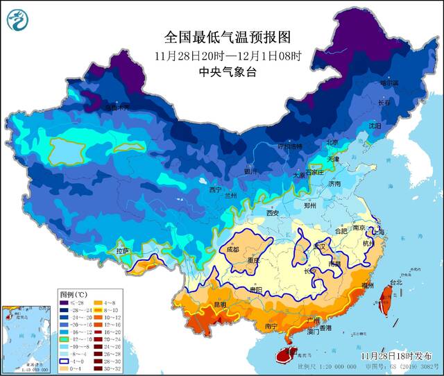 中央气象台继续发布寒潮橙色预警：中东部大部地区将出现剧烈降温