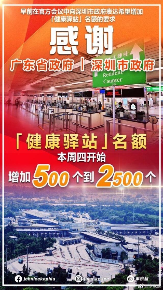 香港入境深圳健康驿站名额增至每日2500个，李家超：2023年与内地通关有很现实的可能性