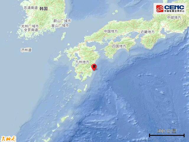 日本九州岛附近海域发生5.5级地震