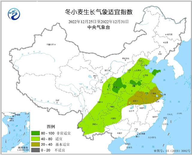 附图3冬小麦生长气象适宜指数