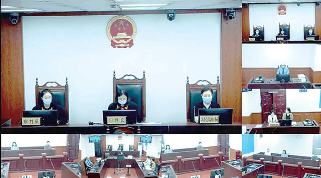 2022年8月2日，胡农军受贿案远程视频开庭，图为庭审现场（视频截图）。（成都市青羊区人民法院供图）