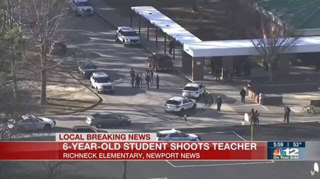6岁美国学生持枪将老师打伤（美国全国广播公司视频报道截图）