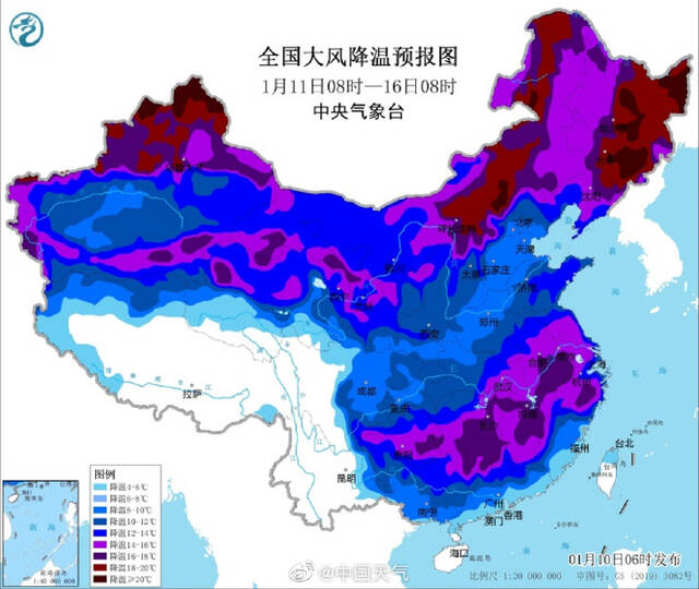 我国多地气温将暴跌20℃：