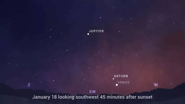 金星和土星将在1月22日合相之前开始相互接近