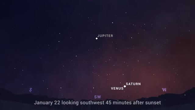 太阳系行星土星和金星将在夜空中相遇