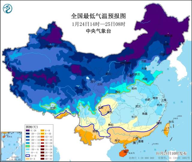 寒潮南下影响中东部地区 春节假期最冷一天来了