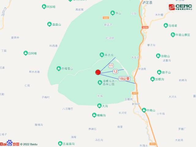 四川甘孜州泸定县发生5.6级地震