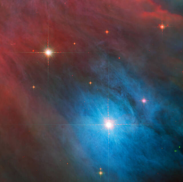 哈勃望远镜观察猎户座星云中的一对恒星