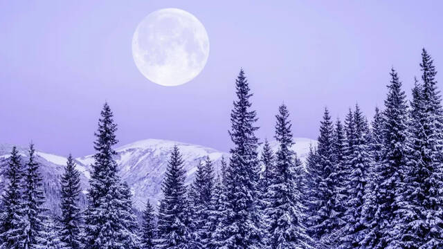 2023年2月满月：雪月与木星、火星和猎户座一起升起