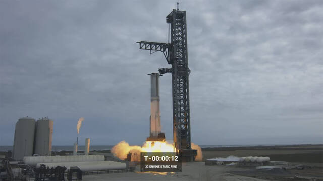 SpaceX在关键的发射台测试中点燃巨型星际飞船火箭