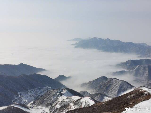 宛如仙境！雪后的延庆奥林匹克园区现云海景观