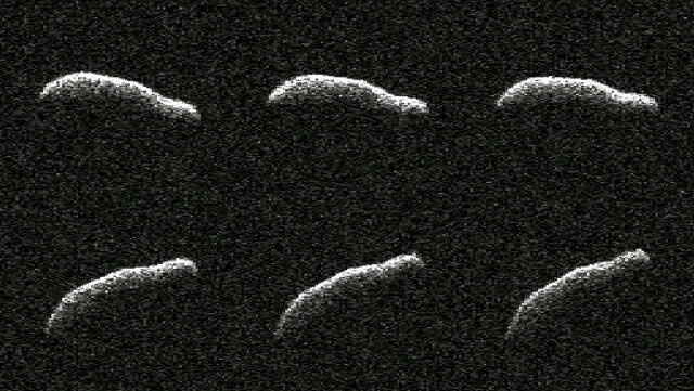美国宇航局的行星雷达捕捉到椭圆形小行星2011 AG5的详细视图