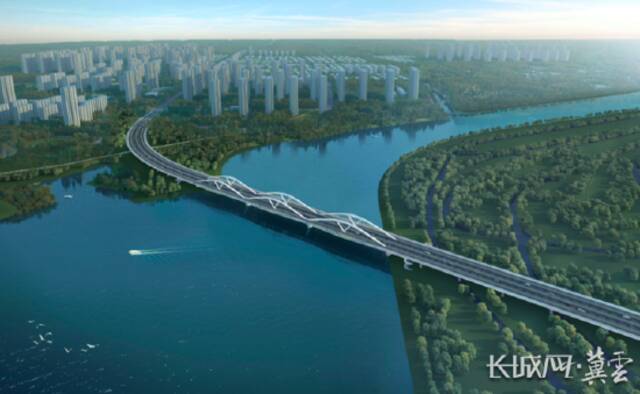 厂通路潮白河大桥从效果图上看，大桥拱肋造型为巨大“舵轮”，寓意京津冀协同发展乘风破浪。