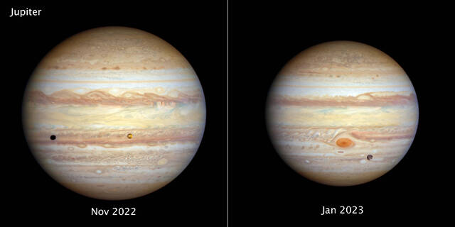 哈勃太空望远镜监视木星和天王星变化的天气和季节