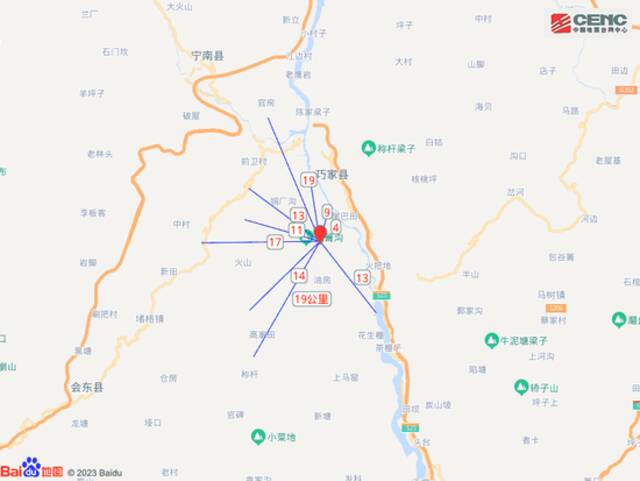 四川凉山州会东县发生4.0级地震，震源深度15千米