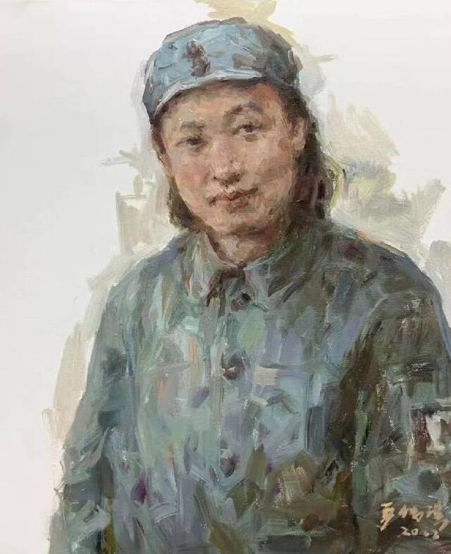 根据胡阿新口述，长兴县当地一位美术老师为女战士画的肖像。（刘媛摄）