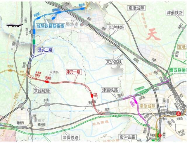 津兴铁路平面示意图