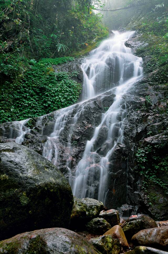 海南热带雨林国家公园五指山片区的瀑布（2022年5月3日摄）杨冠宇摄/本刊