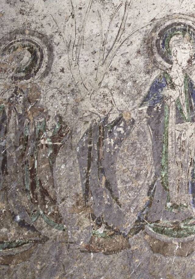 ▲127窟壁画（局部），西魏时期。