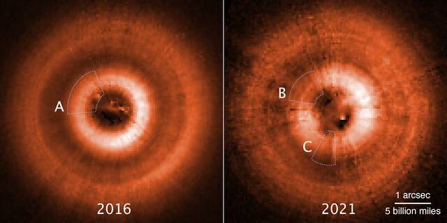 哈勃太空望远镜追踪年轻恒星TW Hydrae行星形成盘周围的影子