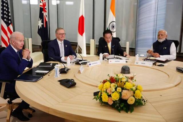当地时间5月20日，美澳日印四国领导人在日本广岛举行“四方安全对话”会议图自视觉中国