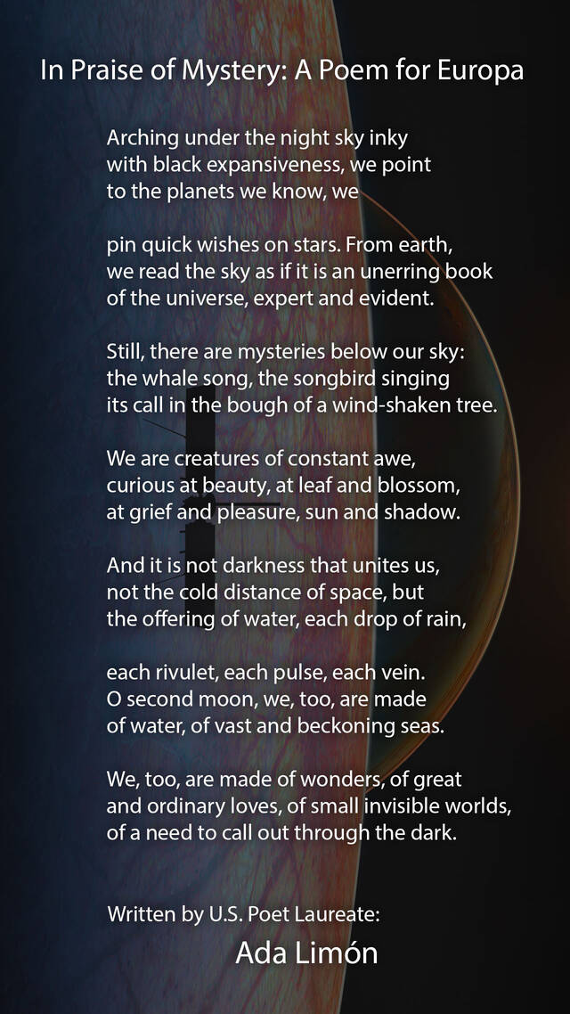 阿达·利蒙的“给欧罗巴的一首诗”将乘坐美国宇航局的欧罗巴快船前往冰冷的木星卫星