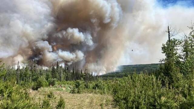 这是6月8日在加拿大不列颠哥伦比亚省西基斯卡蒂诺河附近拍摄的野火