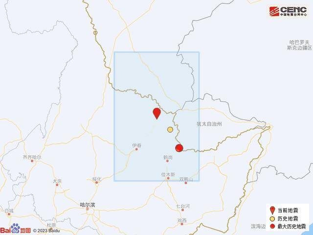 黑龙江伊春市嘉荫县发生3.6级地震，周边20公里内有多个村庄