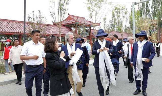 这是驻华使节在长江源村参观。新华社记者董雪摄