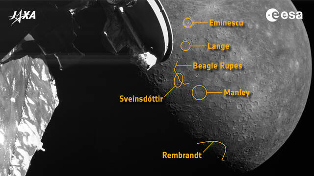 欧洲探测器BepiColombo在短暂的飞越过程中捕捉到惊人的水星图像