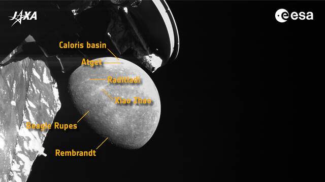 欧洲探测器BepiColombo在短暂的飞越过程中捕捉到惊人的水星图像