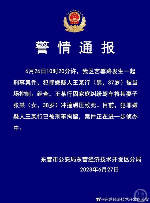 男子因家庭纠纷驾车多次碾压妻子致死，当地妇联：已介入，正了解其家庭情况