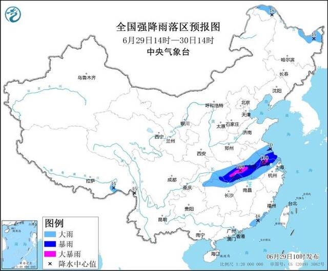 暴雨蓝色预警：江西北部、福建东南部等地部分地区有大到暴雨
