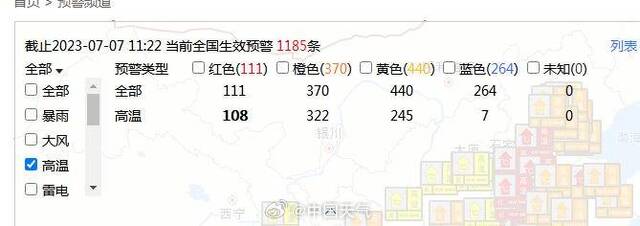 全国发布108个高温红色预警，其中河北占了71个