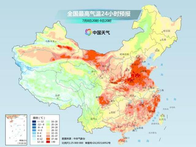 下周一全国两片高温区连成一大片！江南华南闷热至少持续一周