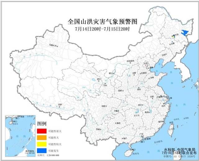 山洪灾害黄色预警：黑龙江局地发生山洪灾害可能性较大