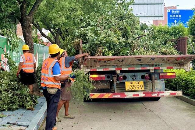 中铁十局城轨公司清除路面树木